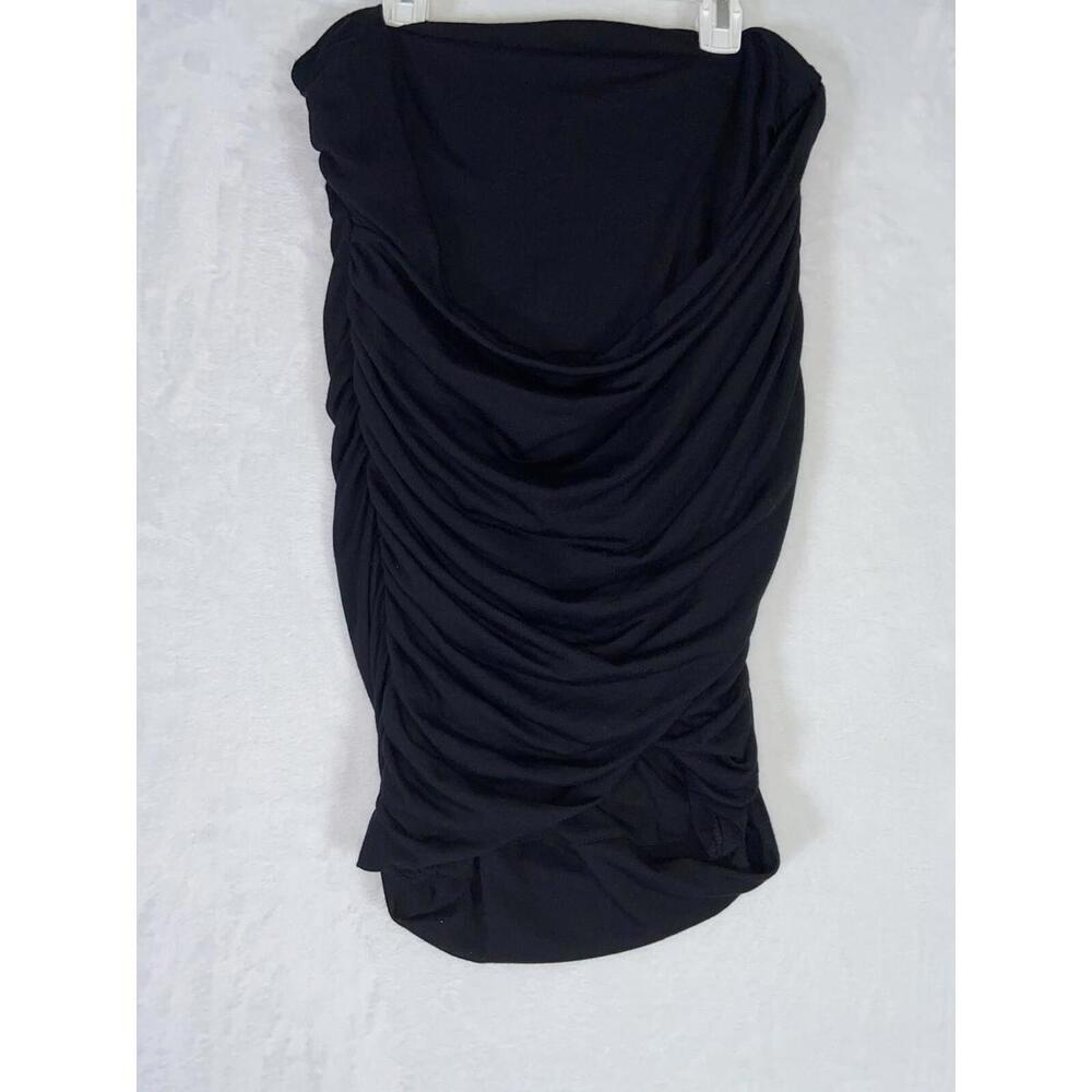 Kardashian Kollection Black Mini Skirt L Large Ruched Gathered Stretch Fashion